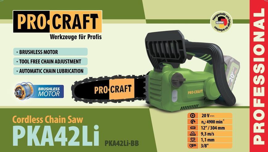 Аккумуляторная цепная пила Procraft PKA42Li (без АКБ и ЗУ) PKA42Li фото