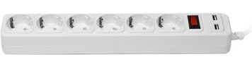Мережевий фільтр подовжувач з USB на 6 розеток додому в офіс клас аудиторію комп'ютер 1.5 м 070600005 фото