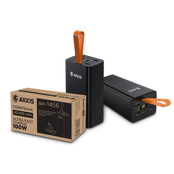 Повербанк AXXIS 40000 mAh Ultra Fast Charge 100W для ноутбука, планшета та смартфона ax-1456 фото