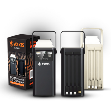 Повербанк AXXIS 30000 mAh Ultra Fast Charge 22.5W з ліхтарем і кабелем ax-1455 фото