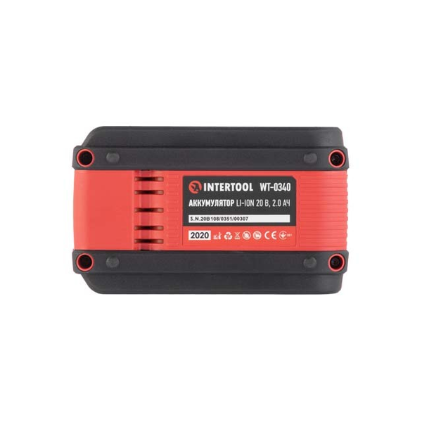 Аккумулятор INTERTOOL WT-0340 20 В, Li-ion, 2.0 Ач, индикатор уровня заряда WT-0340 фото