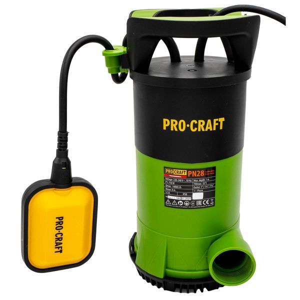 Дренажно-фекальный насос Procraft PN28, мощность 14000 л/ч, напор 8 м, IPX8 PN28 фото
