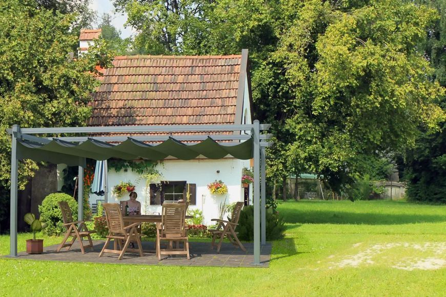 Пергола HECHT PERGOLA 4x3 м, алюмінієва, з розсувним тентом HECHTPERGOLA4x3 фото