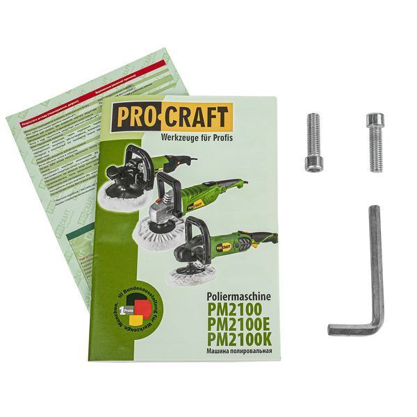 Полировальная машина Procraft PM2100K, 1400 Вт, 600-3200 об/хв, диск 180 мм PM2100K фото