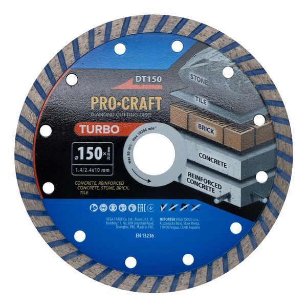 Алмазний диск PROCRAFT DT150 TURBO, 150&times;22,23 мм DT1500 фото