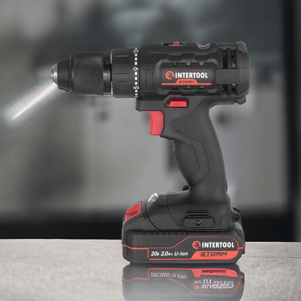 Акумуляторний дриль-шуруповерт INTERTOOL WT-0350, 20 В, 35 Нм, 0-1500 об/хв, 2-13 мм, Li-Ion 2Аг, кейс WT-0350 фото