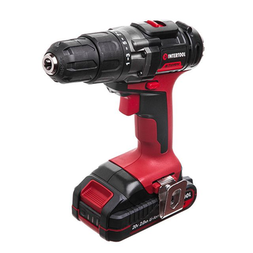 Акумуляторний дриль-шуруповерт INTERTOOL WT-0328, 20 В, 35 Нм, 0-1500 об/хв, патрон 0,8-10 мм, 2x2.0 Ач Li-Ion, кейс WT-0328 фото