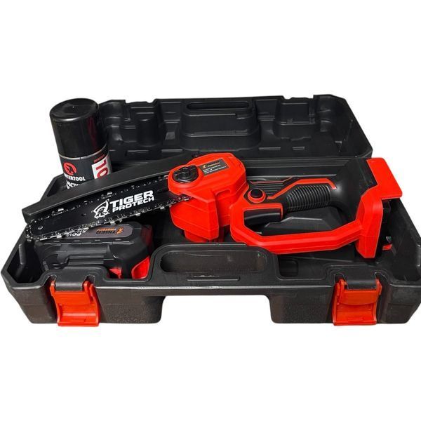 Портативна акумуляторна пилка TigerProTech TD-S011-B, 21 В, шина 15 см, АКБ 2.0 Аг, зарядний пристрій, кейс, спрей для змащування TD-S011-BAA фото