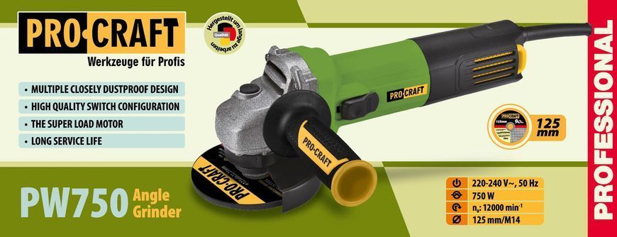 Углошлифовальная машина Procraft PW750 125 мм 007500 фото