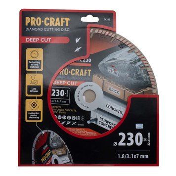 Алмазний диск PROCRAFT DC230 DEEP CUT для бетону та цегли, 230&times;22,23 мм DC2300 фото