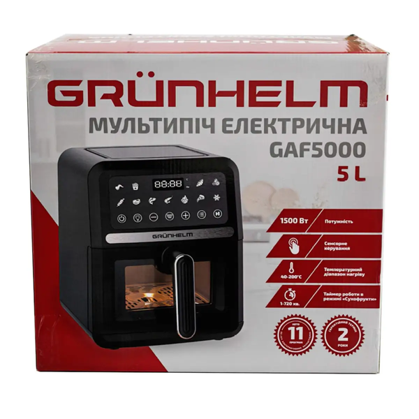 Мультипіч Grunhelm GAF5000 5 л, 1500 Вт, сенсорне керування, з віконцем 142580 фото