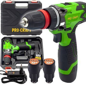 Шуруповерт Procraft Industrial PA12DFR, 12 В/2 Аг(2 АКБ), 22Нм, 1 ступінь 0-350 об/хв, 2 ступінь 0-1200 об/хв, патрон 10мм, кейс PA12DFR_ind фото