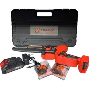 Акумуляторна пилка TigerProTech TD-S011-MA, 21 В, шина 20 см, безщітковий, масляне охолодження, 1 АКБ 2 А&middot;год, у кейсі TD-S011-MAAA фото
