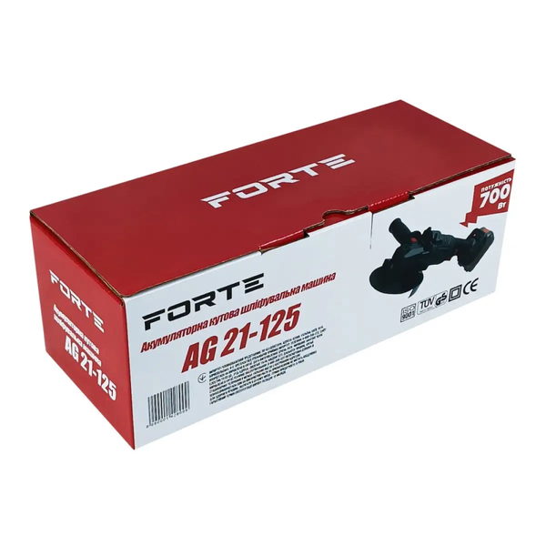 Акумуляторна кутова шліфмашина Forte AG 21-125, 21В, &Oslash;125 мм, безщіткова (без АКБ і ЗП) 142800 фото