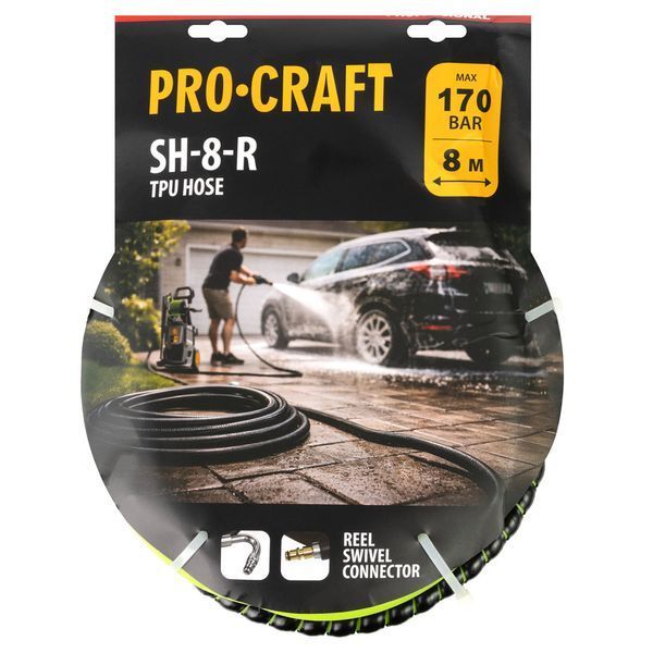 Шланг высокого давления PROCRAFT SH-8-R для моек, 8 м, до 170 бар SH8R00 фото